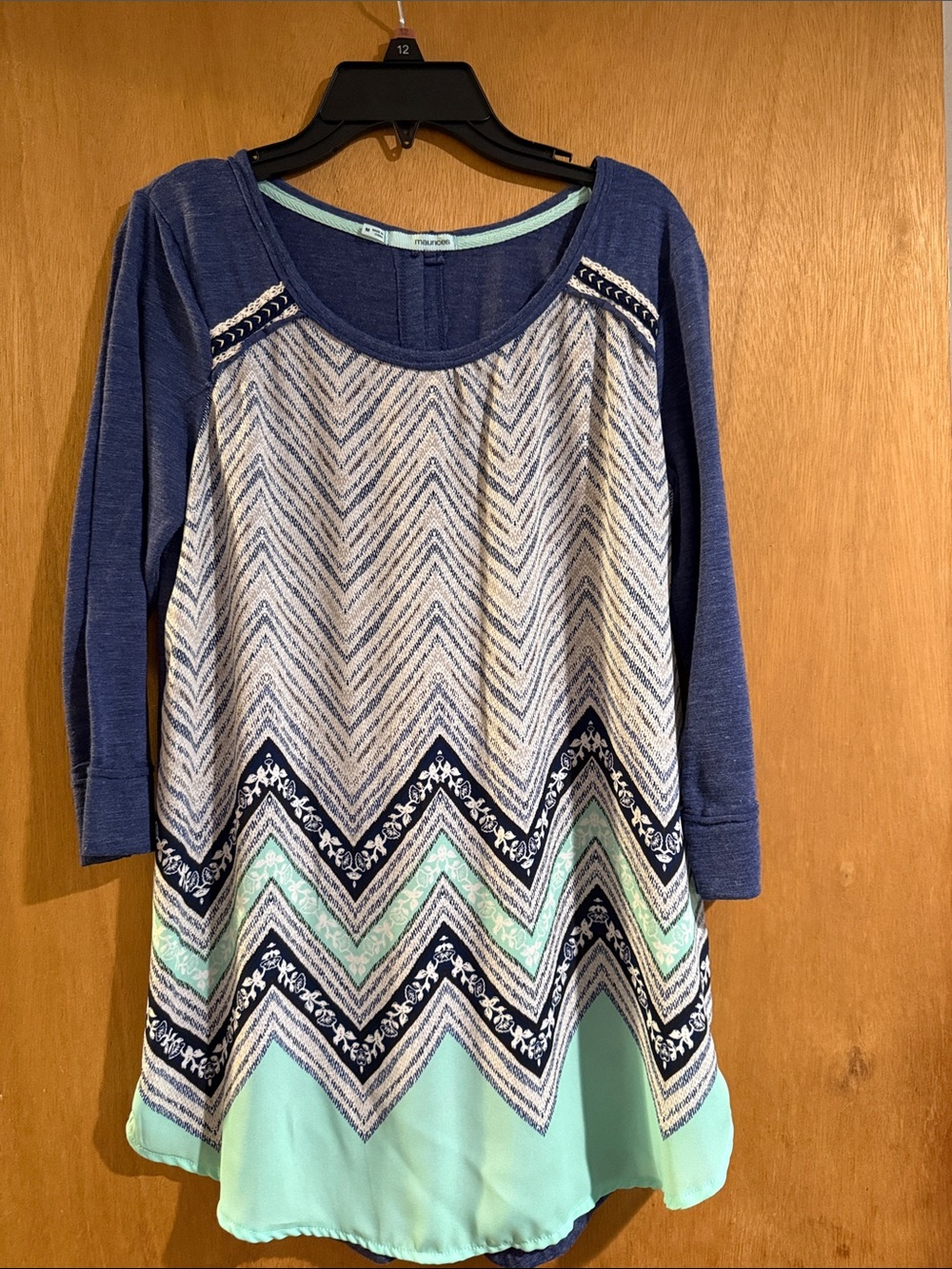 Maurices Navy Blue Top with Mint Trim